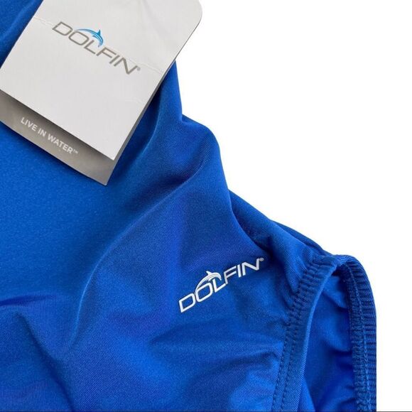 “Dolphin Ocean” Racing Solid Performance Back One Piece Swimsuit • NWT - Picture 8 of 14